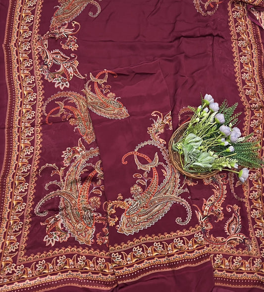 464D Crepe Maroon Suit Fabric / CKC Crepe Suits