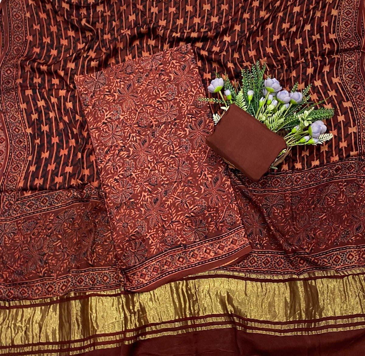 557D Modal Silk Dark Red Suit Fabric / CKC Jaipuri Suits