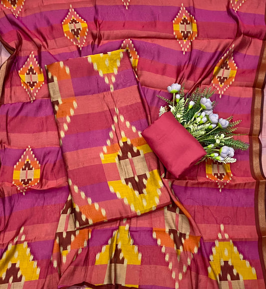 530D Maheshwari Pink Suit Fabric / CKC Maheshwari Suits