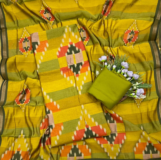 531D Maheshwari Lemon Green Suit Fabric / CKC Maheshwari Suits