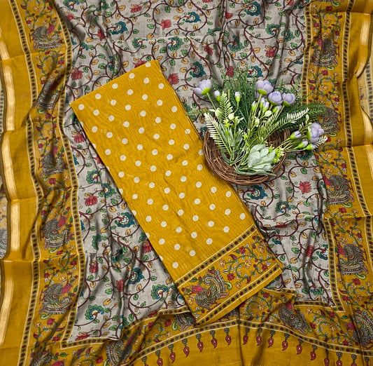 533D Maheshwari Yellow Suit Fabric / CKC Maheshwari Suits