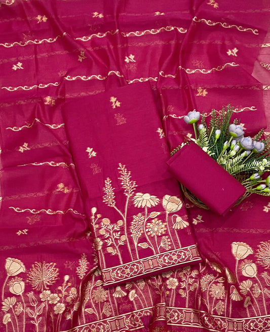 जामदानी ग्रीन सूट फैब्रिक / कॉटन बाज़ार पीटी 2