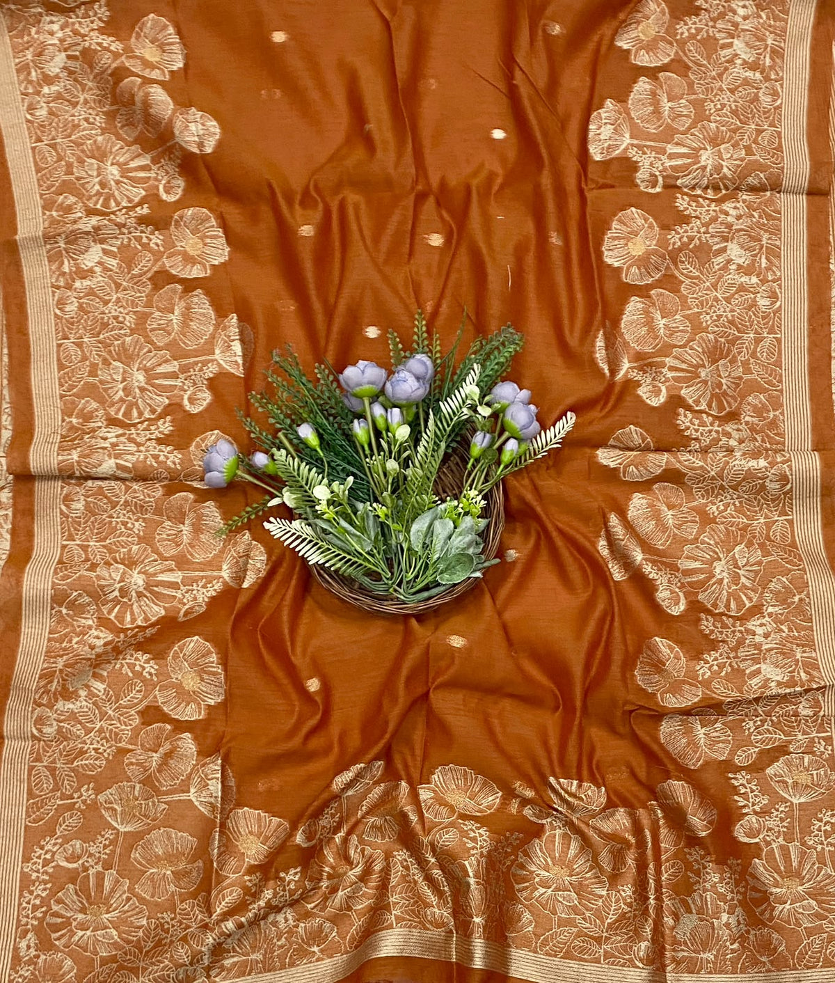 577D Jamdani Orange Suit Fabric / CKC Jamdani Suits