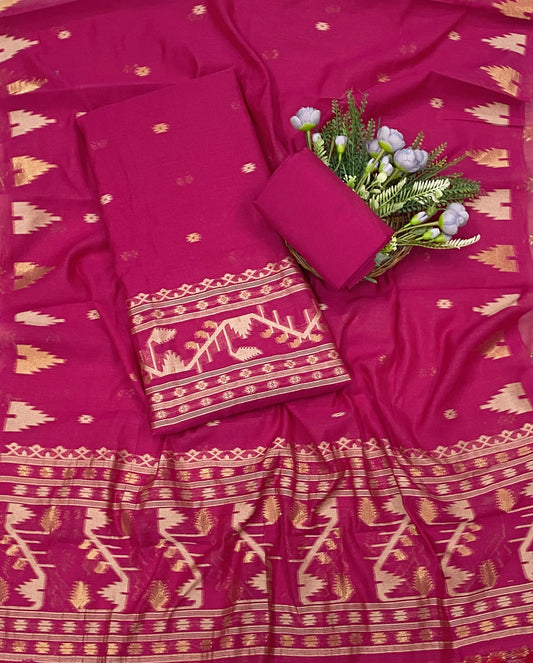 जामदानी ग्रीन सूट फैब्रिक / कॉटन बाज़ार पीटी 2