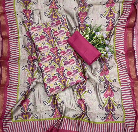 528D Maheshwari Pink Suit Fabric / CKC Maheshwari Suits