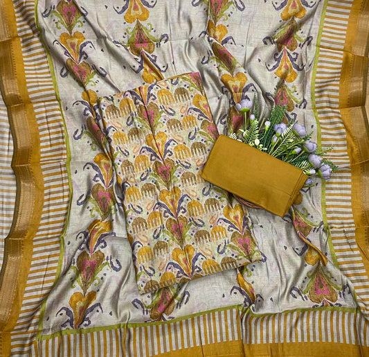 527D Maheshwari Yellow Suit Fabric / CKC Maheshwari Suits