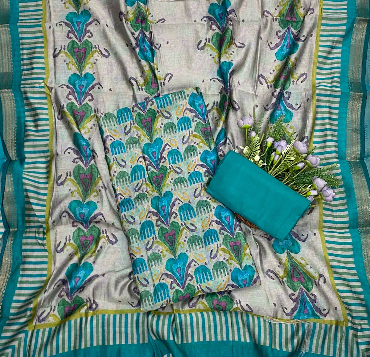 529D Maheshwari Blue Suit Fabric / CKC Maheshwari Suits
