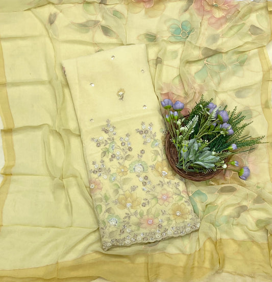 547D Georgette Yellow Suit Fabric/ CKC Partywear Collection