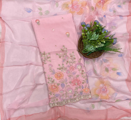 548D Georgette Peach Suit Fabric/ CKC Partywear Collection