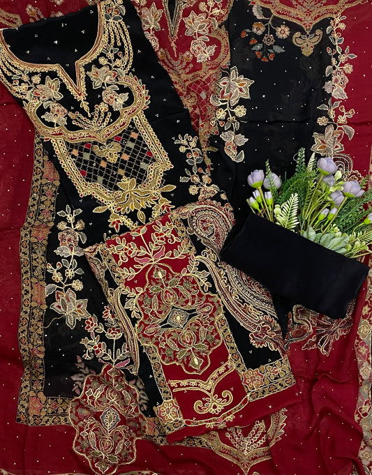 567D Crepe Black Suit Fabric/ CKC Partywear Collection