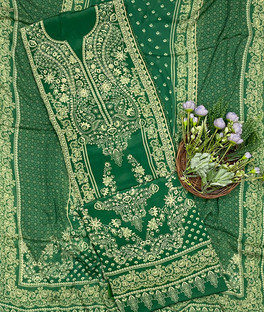 594D Crepe Green Suit Fabric / CKC Crepe Suits