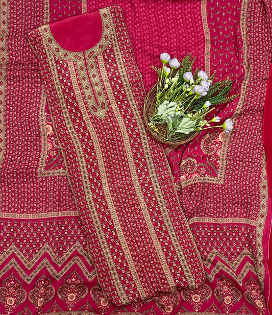 571D Crepe Carrot Pink Suit Fabric / CKC Crepe Suits