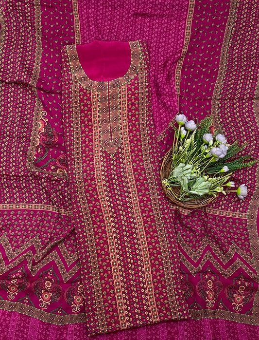 572D Crepe Dark Pink Suit Fabric / CKC Crepe Suits