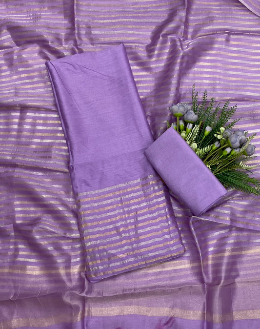 641D Pure Mul Banarasi Lilac Suit Fabric/ CKC Partywear Collection