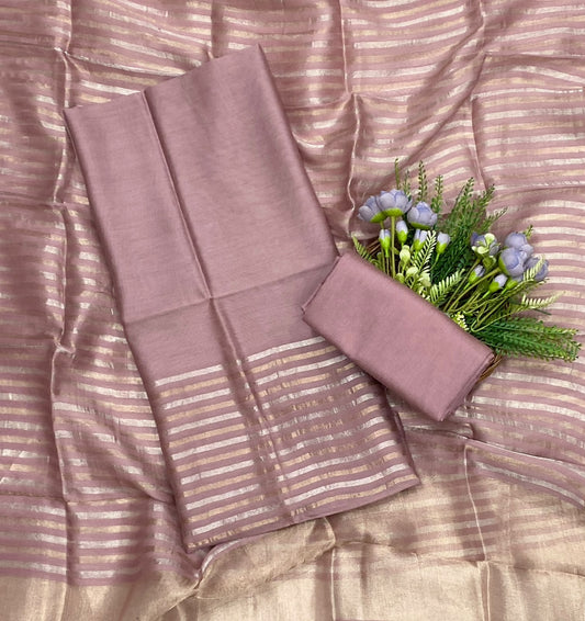 640D Pure Mul Banarasi Nude Pink Suit Fabric/ CKC Partywear Collection