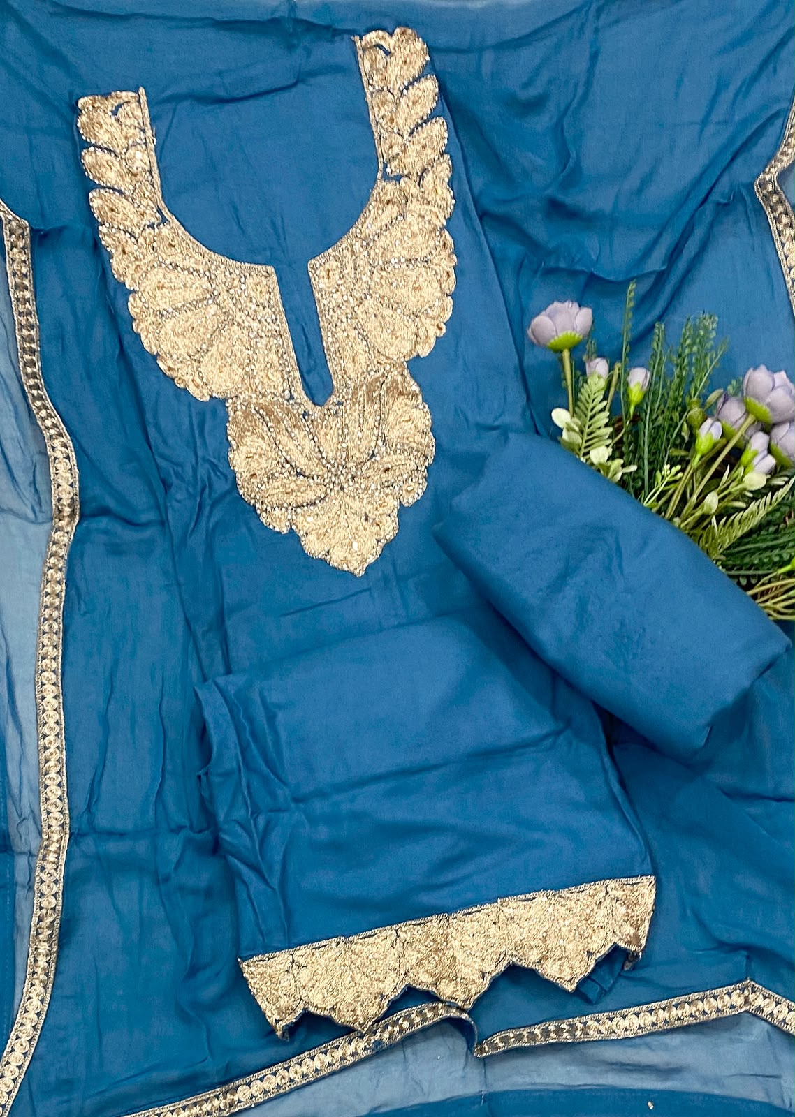599D Pashmina Blue Suit Fabric/ CKC Winter Suits
