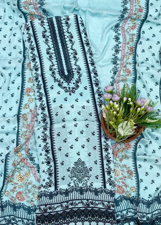 627D Crepe Light Blue Suit Fabric / CKC Crepe Suits