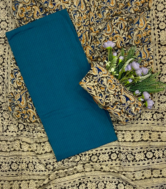 654D Cotton Peacock Blue suit Fabric / CKC Cotton Bazaar