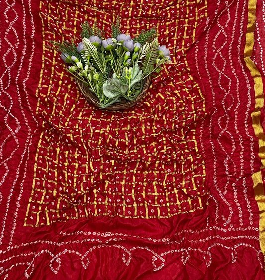 14D Tabby Silk Red  Dupatta Fabric / CKC Dupatta Collection