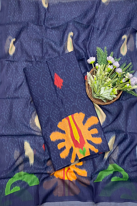 779D Pure Maheshwari Navy Blue Suit Fabric / CKC Maheshwari Suits