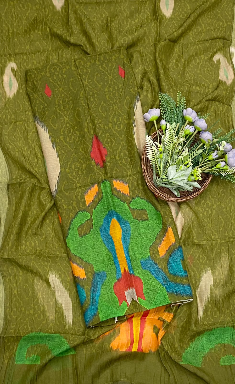 781D Pure Maheshwari Green Suit Fabric / CKC Maheshwari Suits
