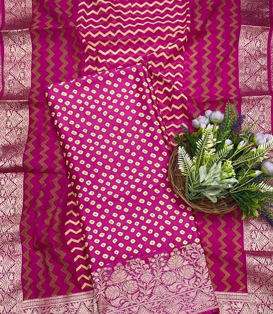 718D Pure Maheshwari Dark Pink Suit Fabric / CKC Maheshwari Suits
