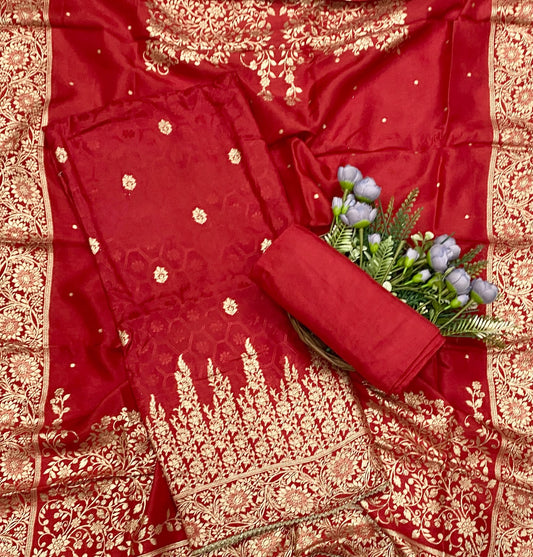 731D Dola Silk Red Suit Fabric / CKC Jaipuri Suits
