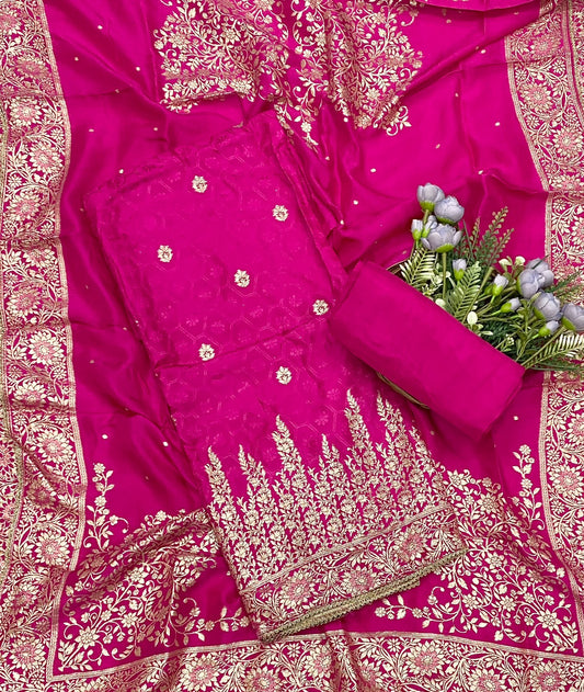 730D Dola Silk Magenta Suit Fabric / CKC Jaipuri Suits