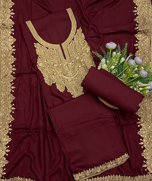 699D Pashmina Maroon Suit Fabric / CKC Winter Suits