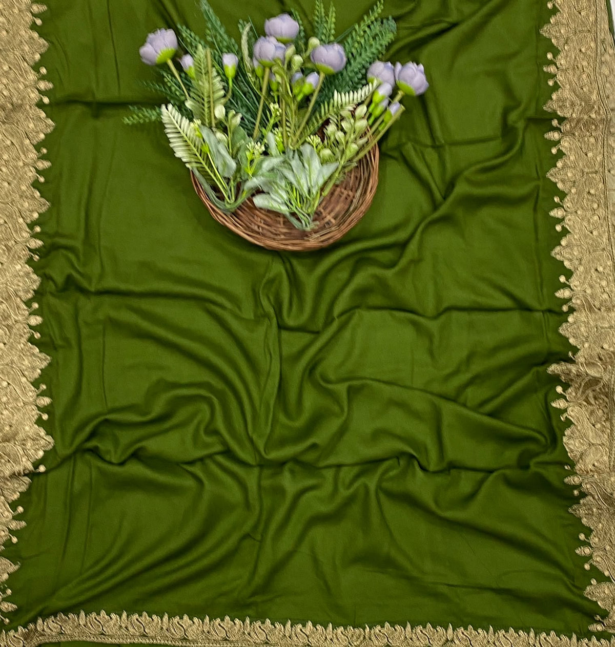 697D Pashmina Mehndi Green Suit Fabric / CKC Winter Suits