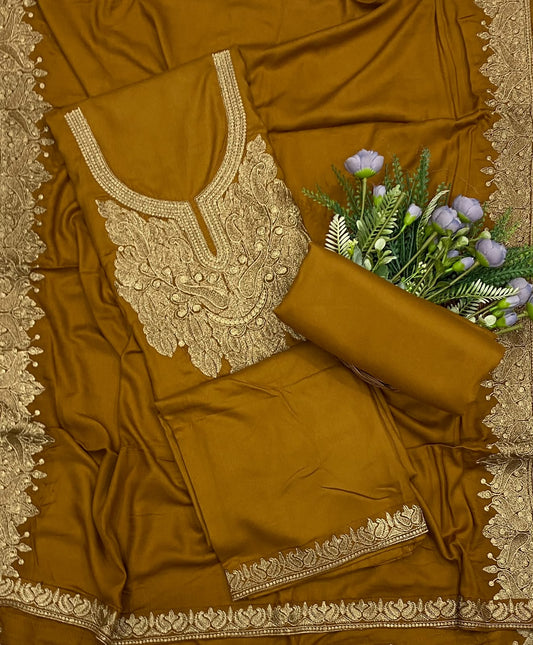 696D Pashmina Mustard Suit Fabric / CKC Winter Suits