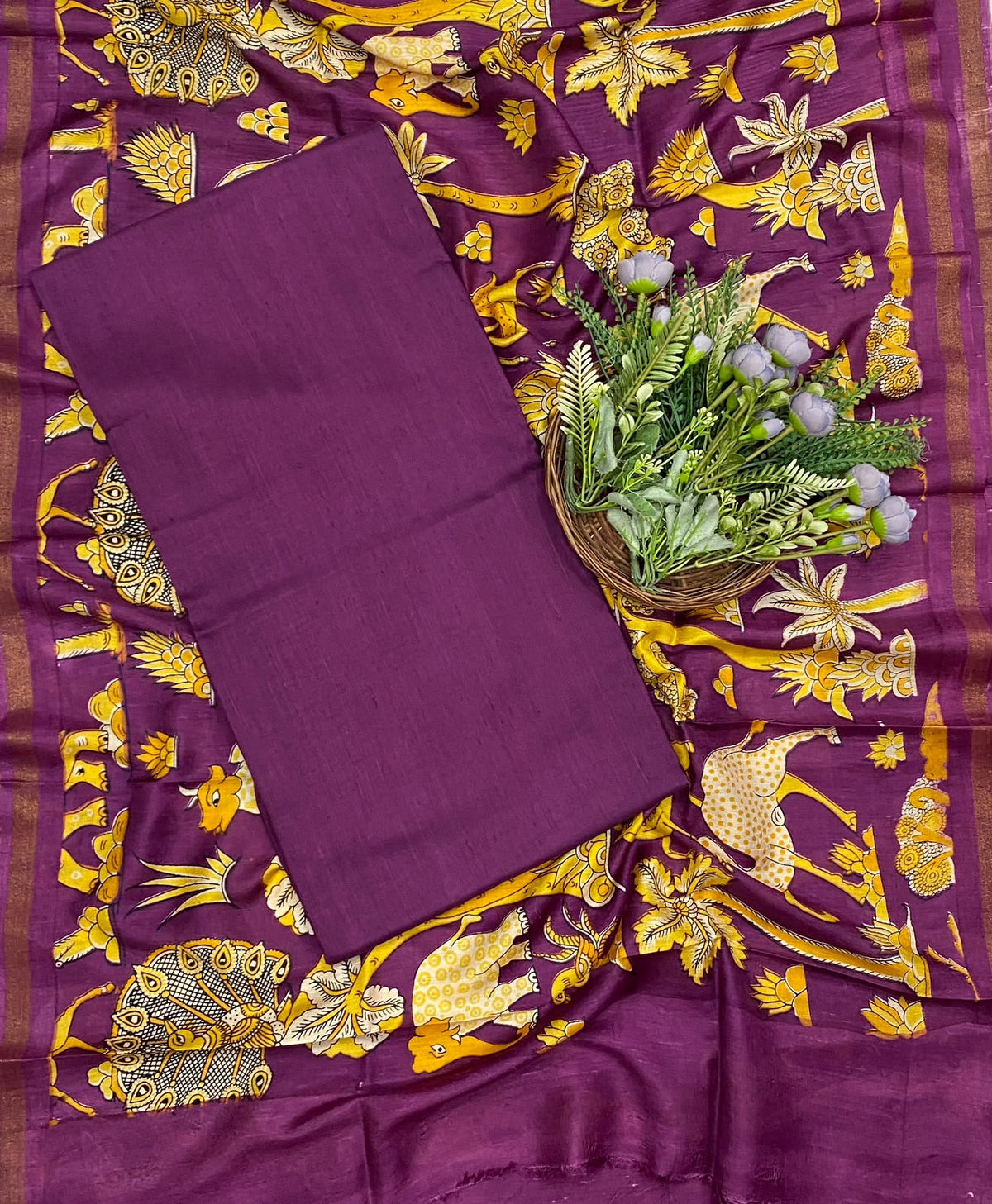 683D Silk Wine Suit Fabric / CKC Banarasi Edit