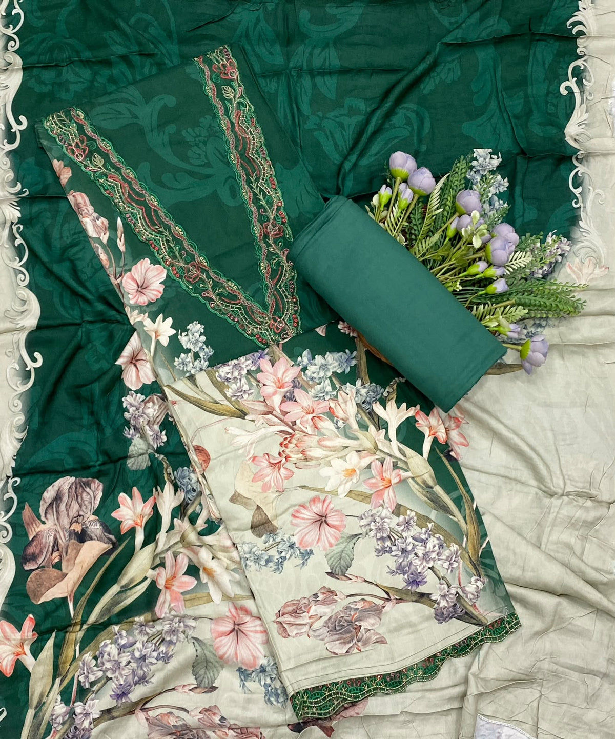 710D Pashmina Green Suit Fabric/ CKC Winter Suits