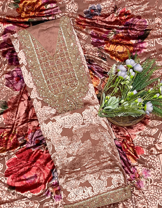 जॉर्जेट सी ग्रीन सूट फ़ैब्रिक / ईज़ी ब्रीज़ी PT-3