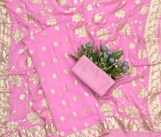 735D Pure Georgette Baby Pink Suit Fabric/ CKC Partywear Collection