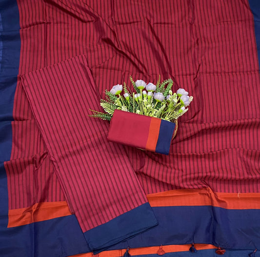 721D Pure Raw Mango Silk Red Suit Fabric/ CKC Partywear Collection