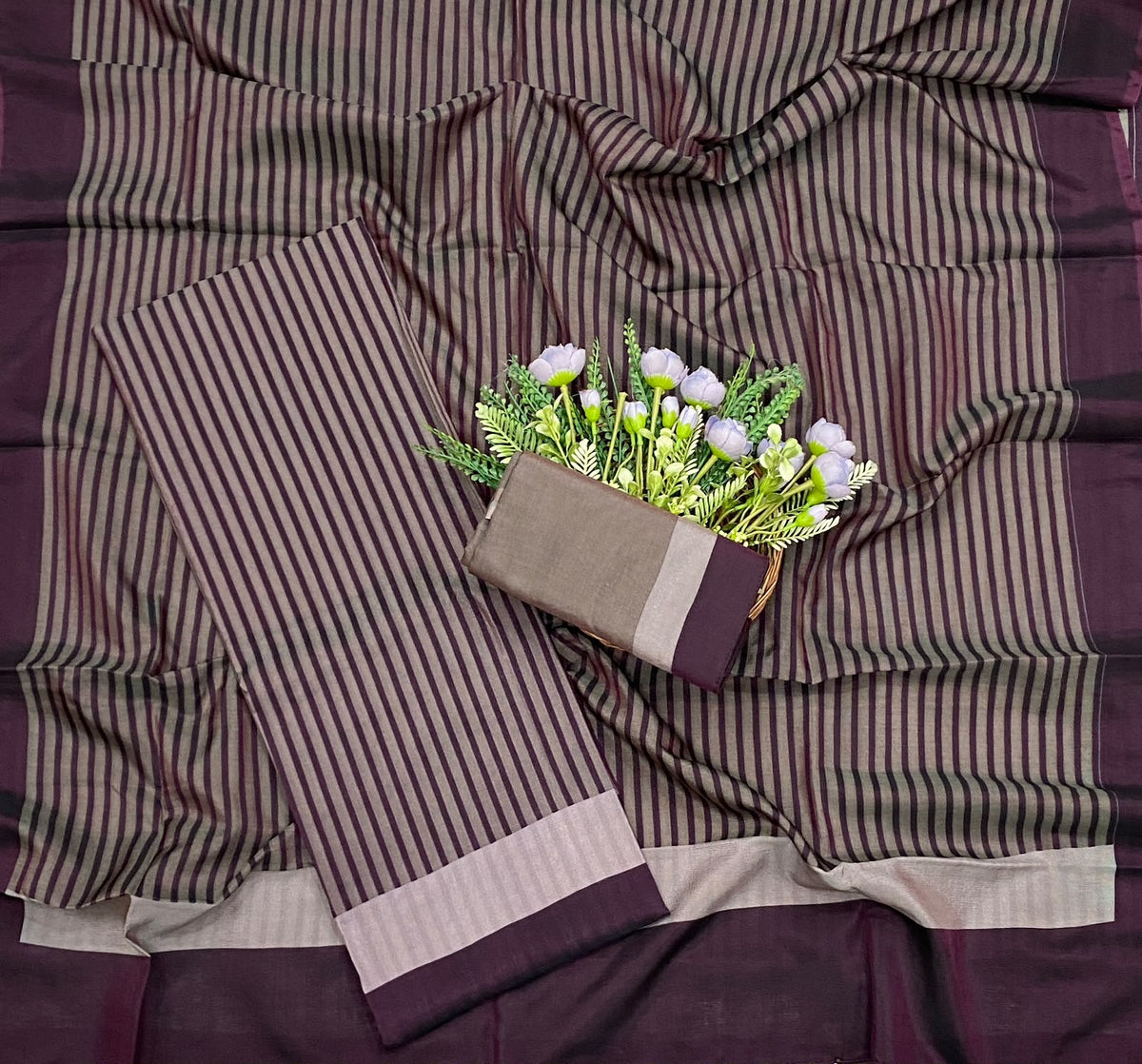 724D Pure Raw Mango Silk Grey Suit Fabric/ CKC Partywear Collection