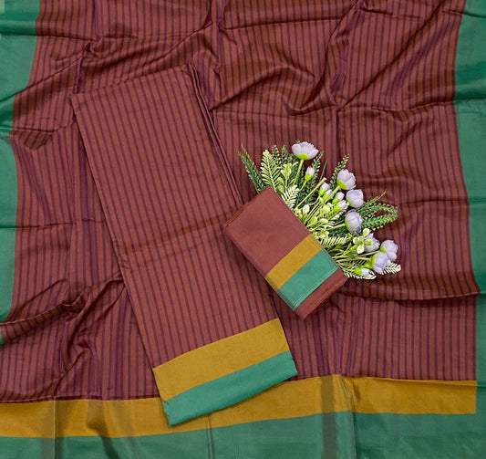 726D Pure Raw Mango Silk Rust Red  Suit Fabric/ CKC Partywear Collection