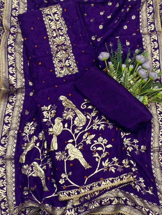 743D Dola Silk Purple Suit Fabric / CKC Jaipuri Suits