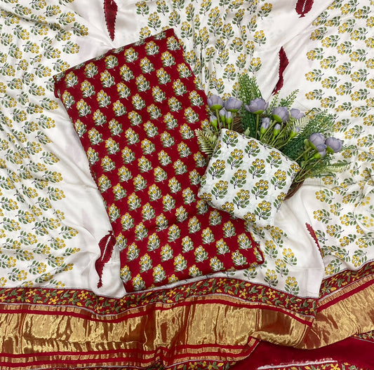 754D Modal Silk Red Suit Fabric / CKC Jaipuri Suits