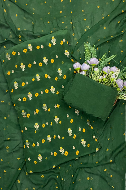 750D Jaipuri Crepe Dark Green Suit Fabric / CKC Jaipuri Suits