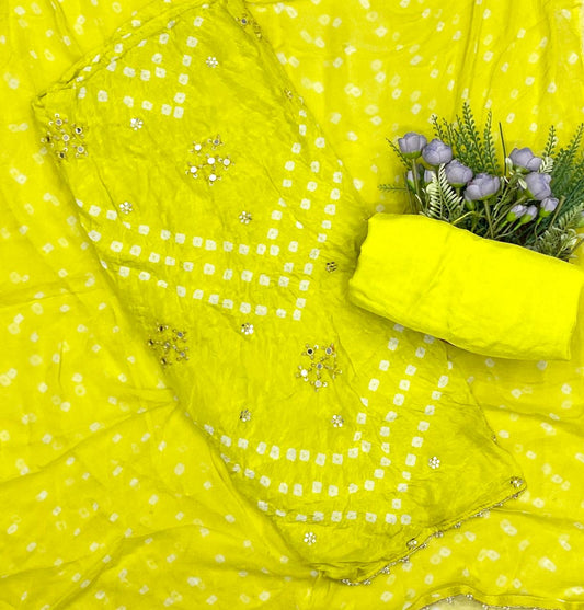 484D Organza Neon Green Suit Fabric / CKC Jaipuri Suits
