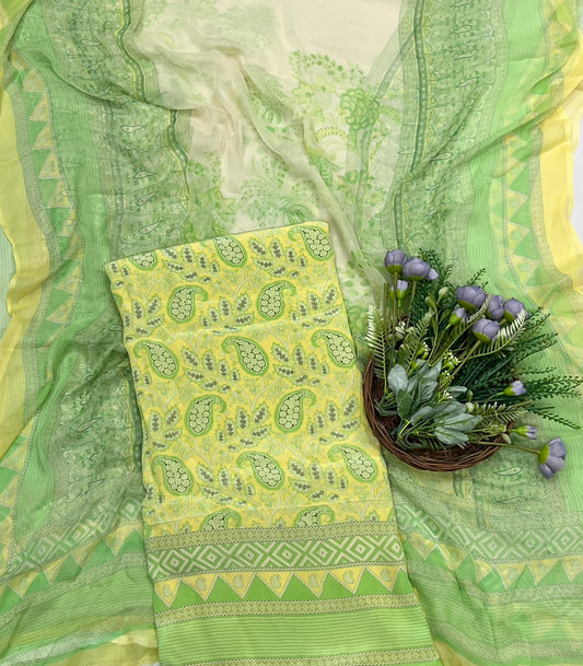 823D CREPE PARROT GREEN SUIT FABRIC / CKC CREPE SUITS