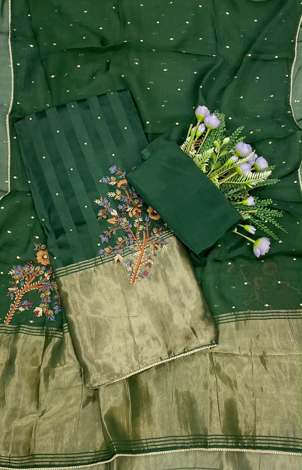 851D Slub Crepe Dark Green Suit Fabric / CKC Partywear Collection