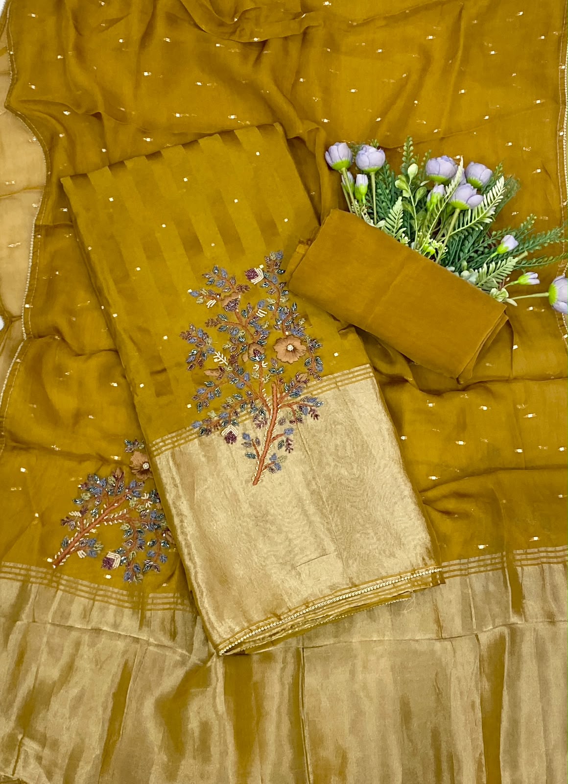 853D Slub Crepe Dark Mustard Suit Fabric / CKC Partywear Collection