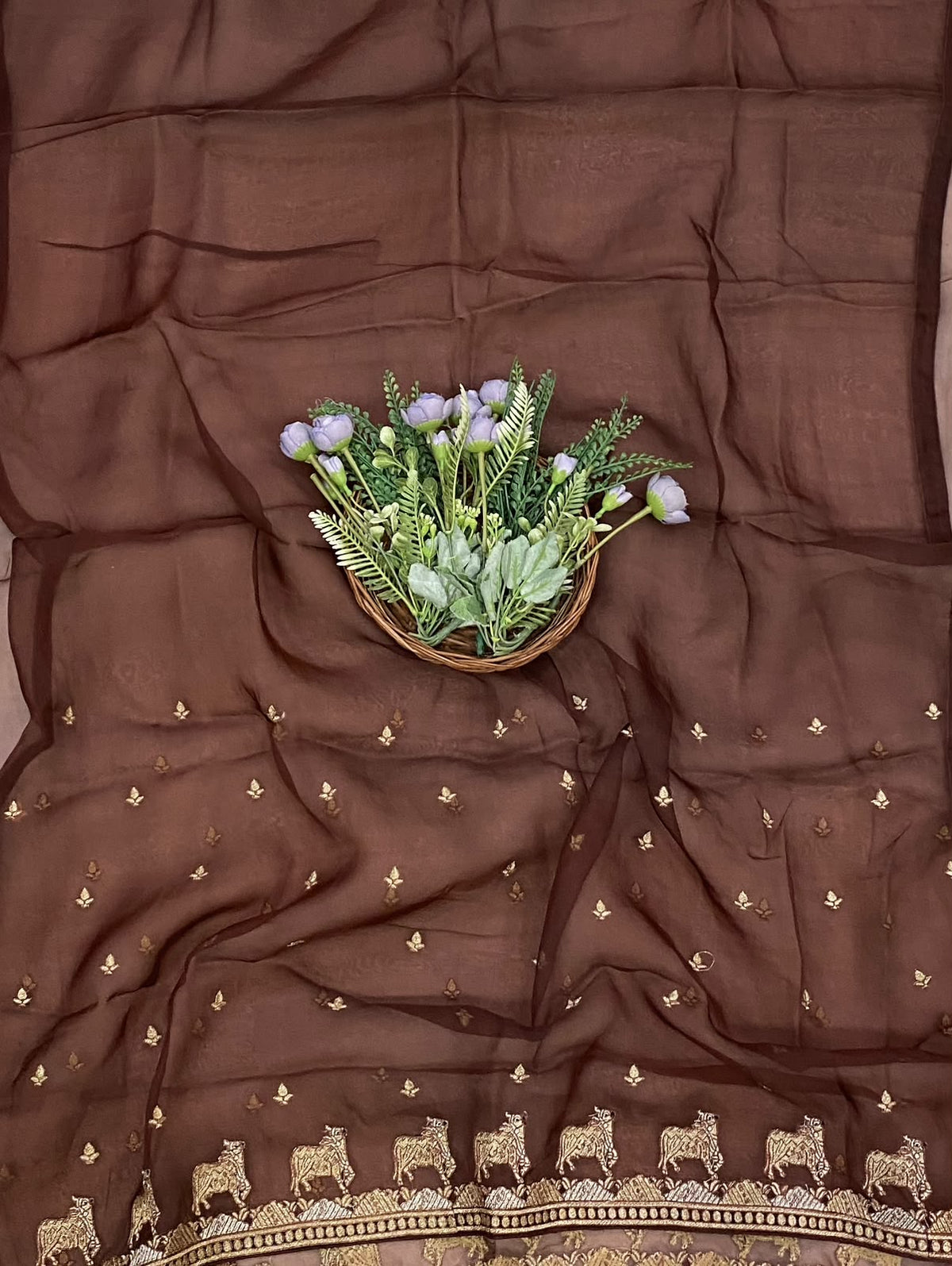 855D Pure Organza Brown Suit Fabric / CKC Partywear Collection