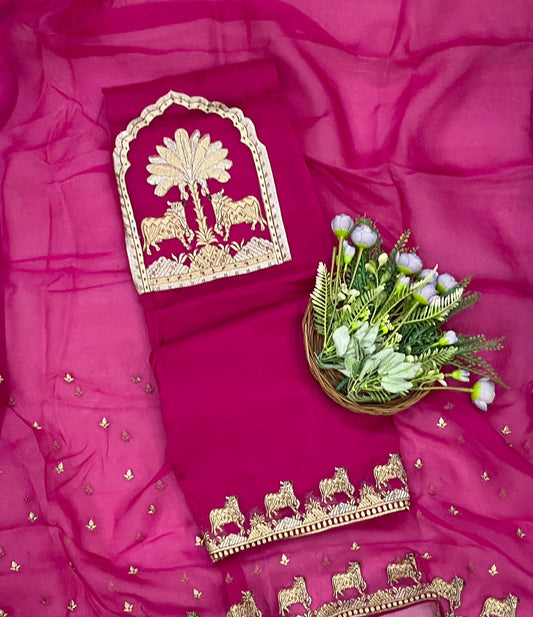 857D Pure Organza Dark Magenta Suit Fabric / CKC Partywear Collection