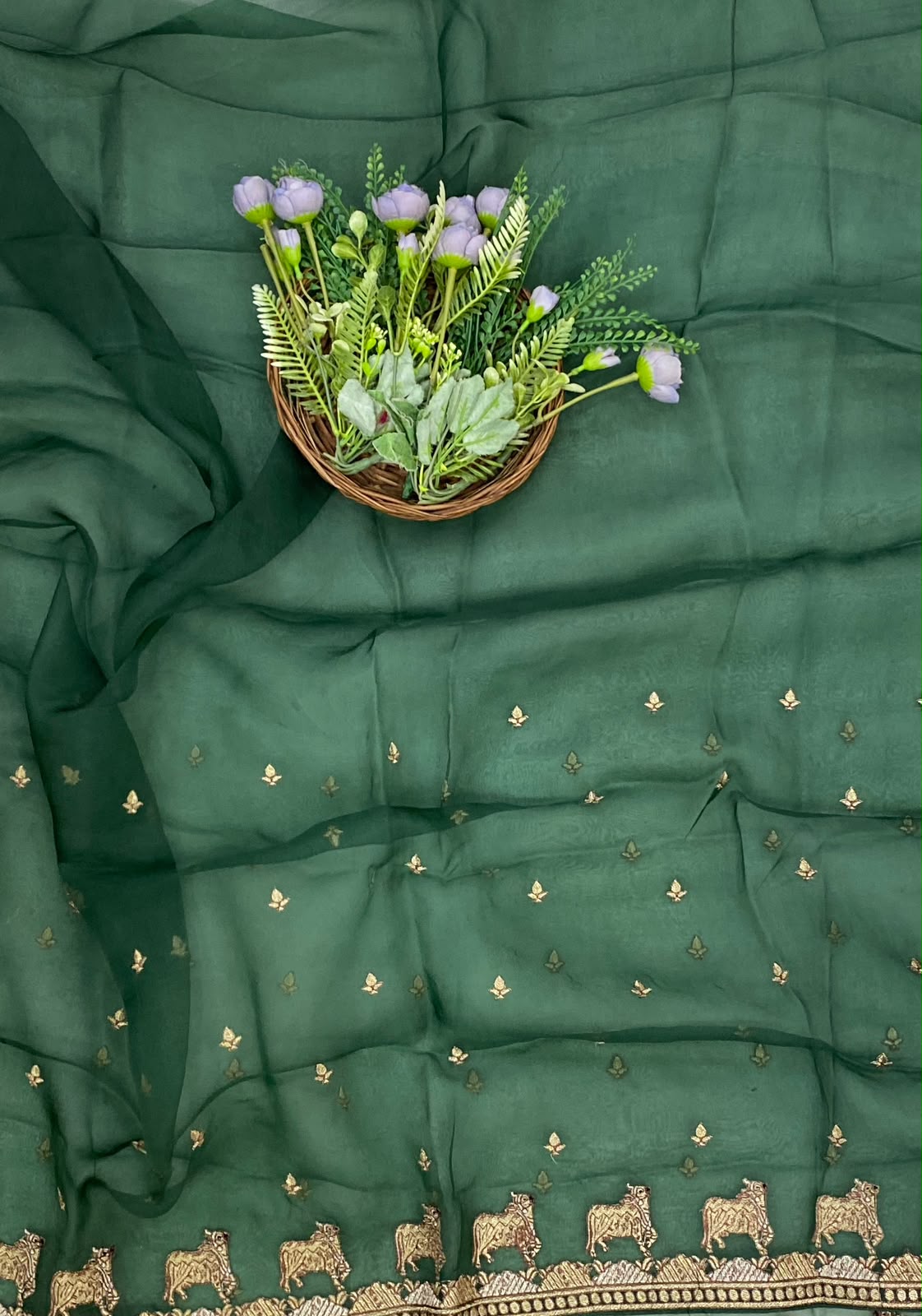 856D Pure Organza Dark Green Suit Fabric / CKC Partywear Collection