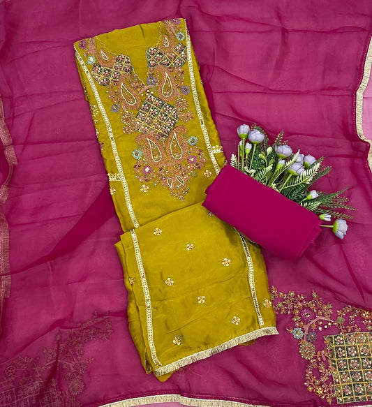 830D Crepe Dark Mustard Suit Fabric / CKC Partywear Suits