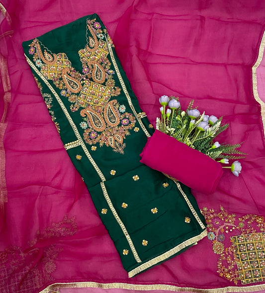 831D Crepe Dark Green Suit Fabric / CKC Partywear Suits